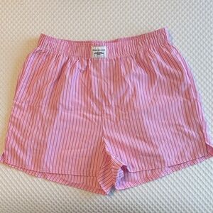Pink Striped Women's Shorts - Medium